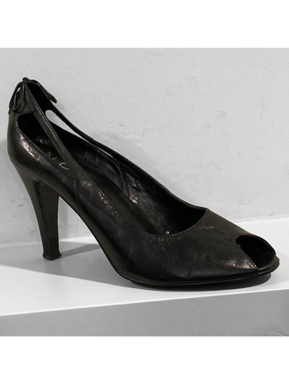 ALDO Leather Black Peep Toe Heels 37